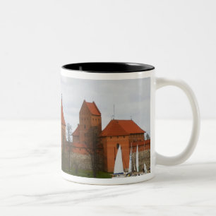Sail boat with Island Castle by Lake Galve, Two-Tone Coffee Mug
