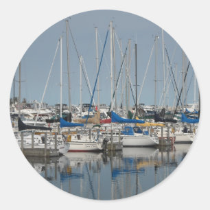 Sail Boat.Yachts Classic Round Sticker