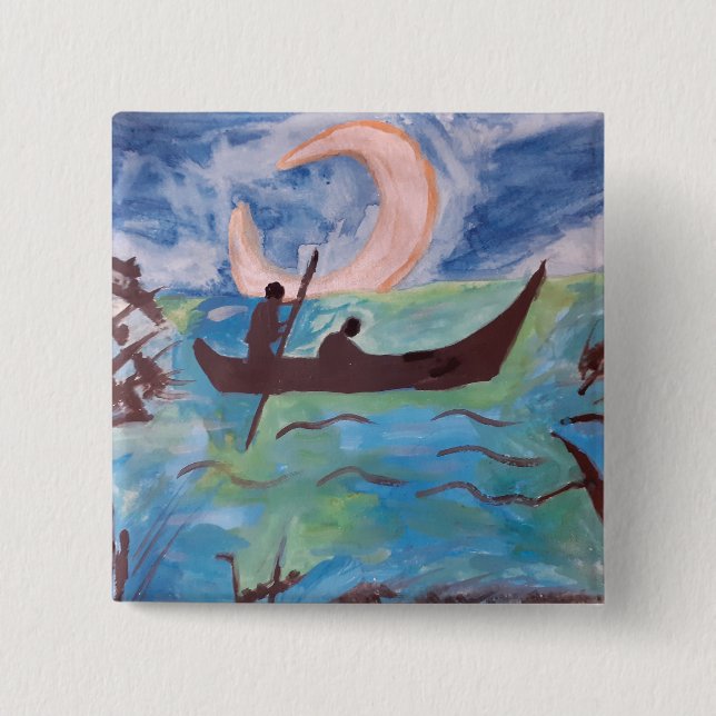 Sail by Moonlight 2 Inch Square Button (Front)