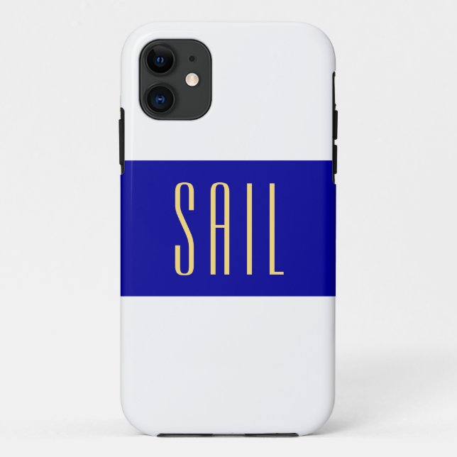 SAIL Chic Wide Royal Blue White Nautical Stripes Case-Mate iPhone Case (Back)