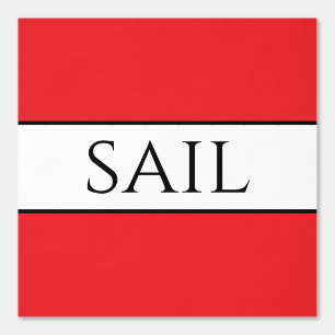SAIL Fun Nautical Bright Red Black White Stripes Wallpaper