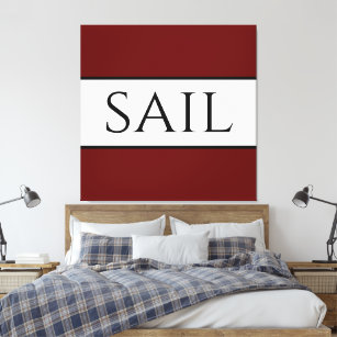 SAIL Fun Sporty Bold Deep Red White Wide Stripes Canvas Print
