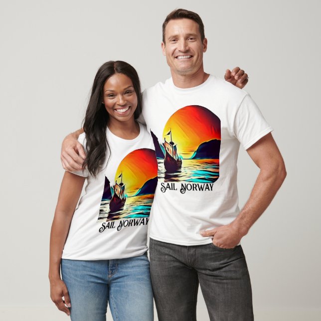 Sail Norway with Vikiing Ship T-Shirt (Unisex)