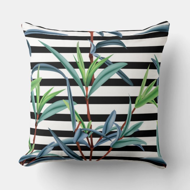 Sail On Reversible  Stripe Tropical Pillow (Front)