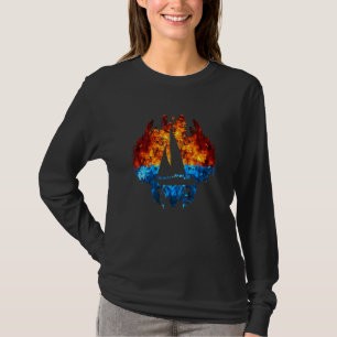Sail Red Blue Fire Sailboat Sailor Sailing T-Shirt