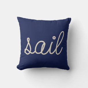 sail rope design on navy blue throw pillow