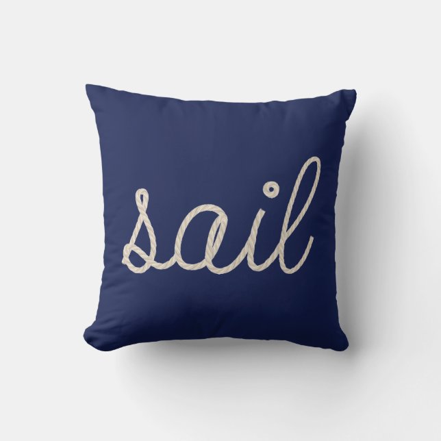 sail rope design on navy blue throw pillow (Front)