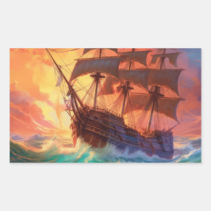 Sail Ship On A Stormy Sea Sticker