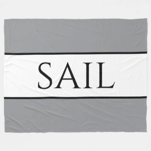 SAIL Sporty Modern Nautical Grey White Stripes Fleece Blanket