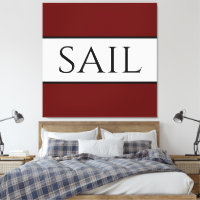 SAIL Text Bold Sporty Wide Deep Red White Stripes