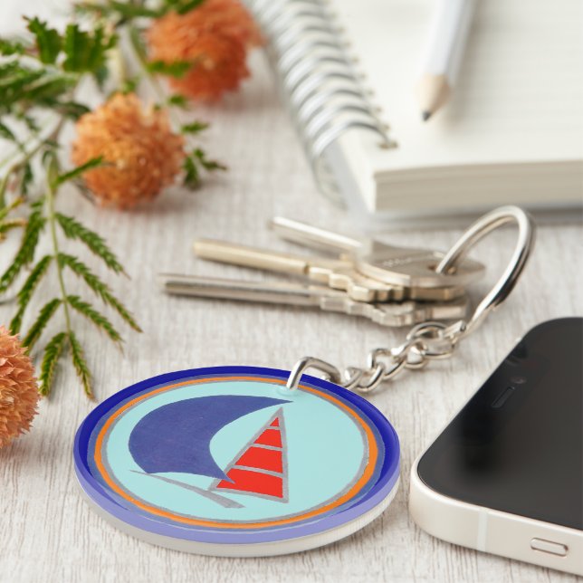 Sail the Seas laser boat Keychain (Front Right)