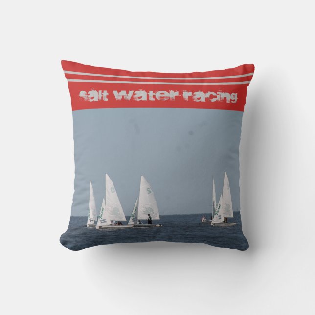 Sail Water Racing Red, Grey and Blue Pillow (Front)