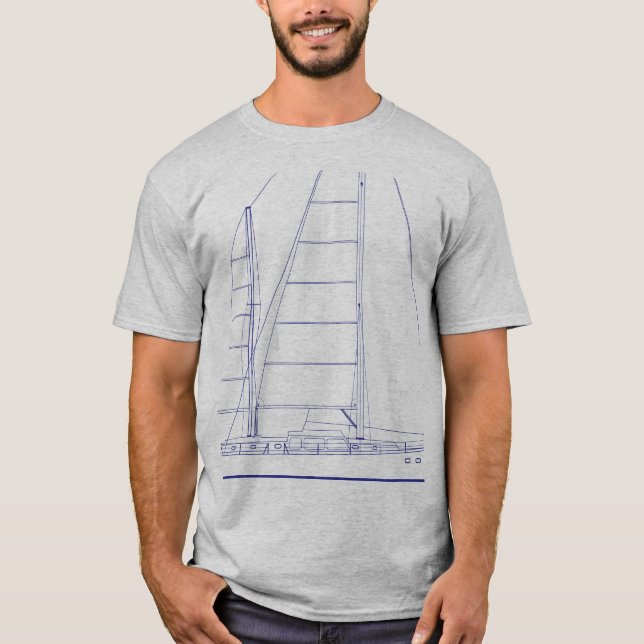 Sail yacht blueprint T-Shirt (Front)