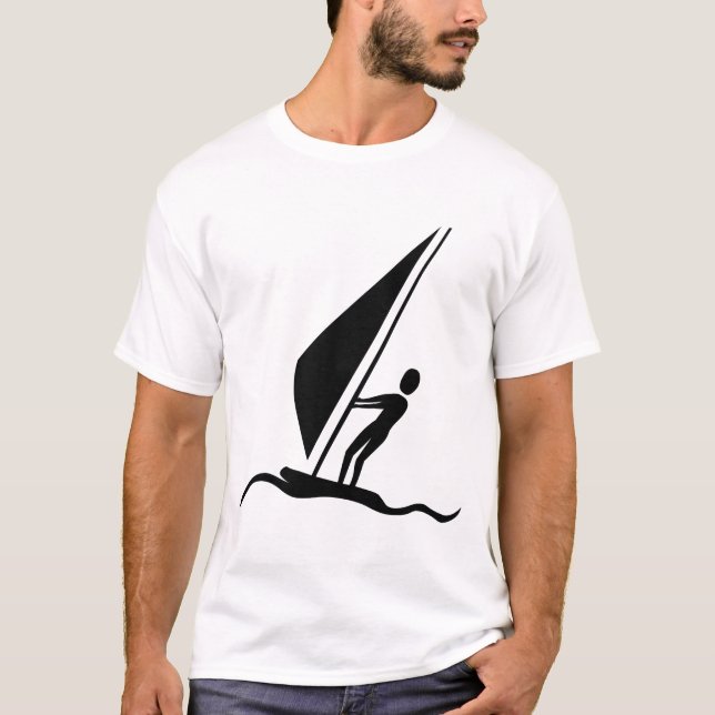 Sailboarding - Black T-Shirt (Front)