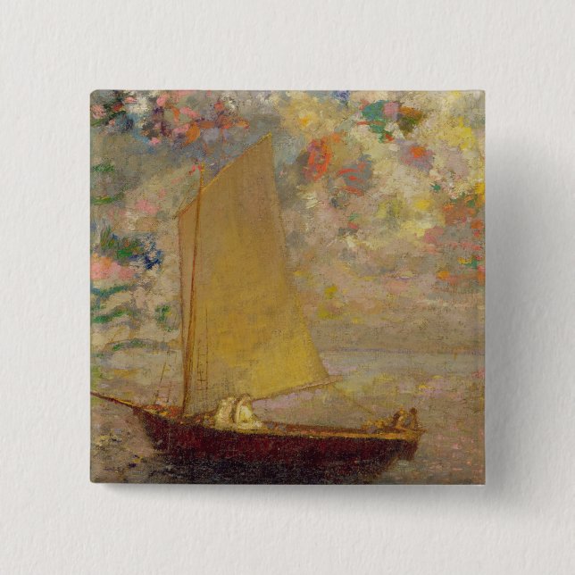 Sailboat 2 Inch Square Button (Front)