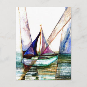 Sailboat Abstract - CricketDiane Ocean Art Postcard
