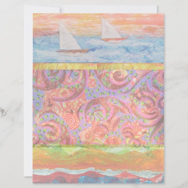 Sailboat Abstract Scrapbook Paper (Front)