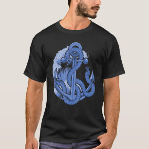 Sailboat Anchor Waves Ocean Sailor Skipper Sailing T-Shirt