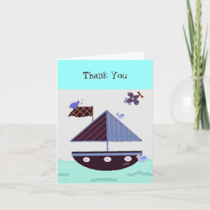 Sailboat and Airplane Thank You Card