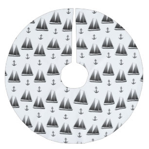 Sailboat And Anchor Brushed Polyester Tree Skirt