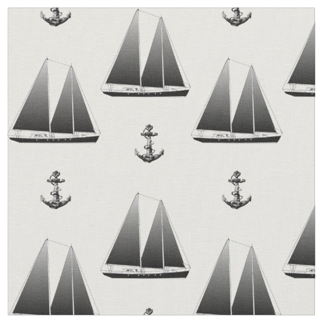 Sailboat And Anchor Fabric (Close Up)
