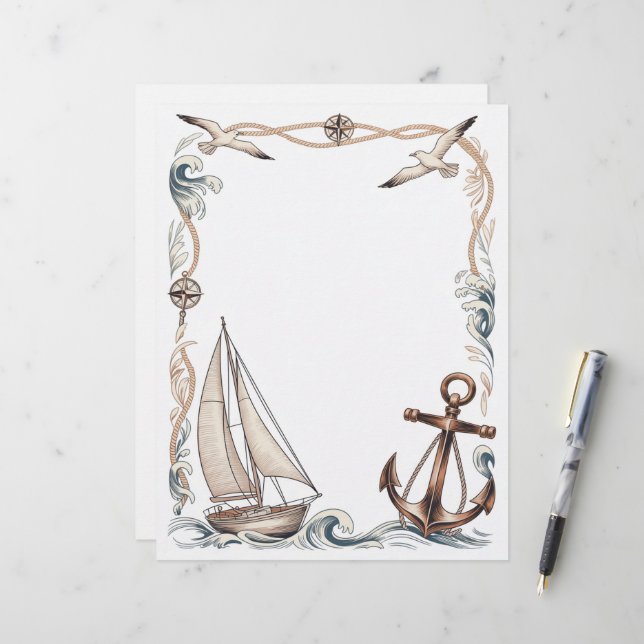Sailboat And Anchor Letterhead (Front/Back In Situ)