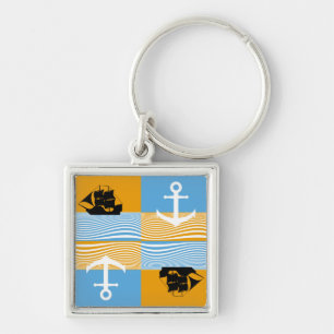 Sailboat and anchor pattern keychain
