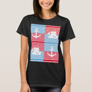 Sailboat and anchor pattern T-Shirt