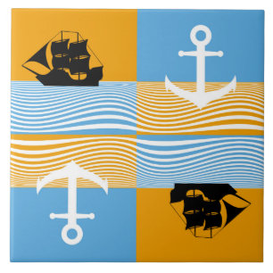 Sailboat and anchor pattern tile