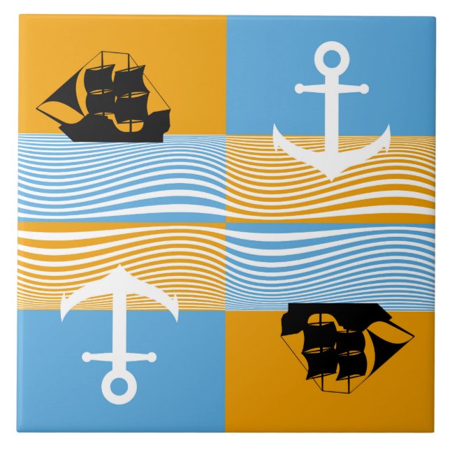 Sailboat and anchor pattern tile (Front)