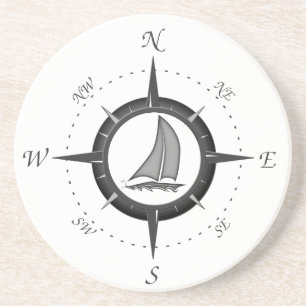 Sailboat And Compass Rose Coaster