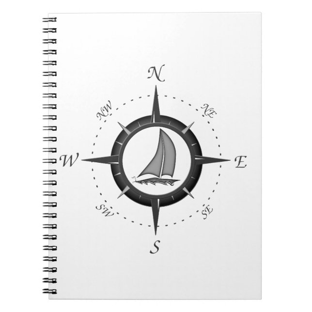 Sailboat And Compass Rose Notebook (Front)