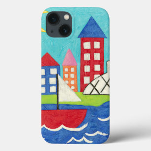Sailboat and Hot Air Balloon with Cityscape iPhone 13 Case