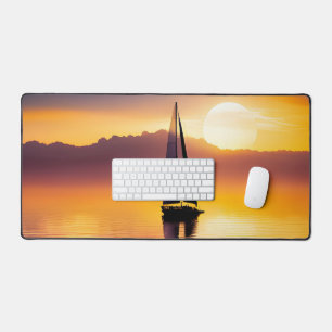 Sailboat and Ocean Sunset Desk Mat