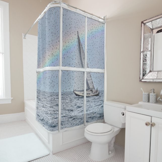 Sailboat and Rainbow in Window (In Situ)