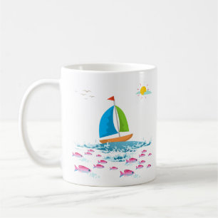 Sailboat and Red fish Coffee Mug