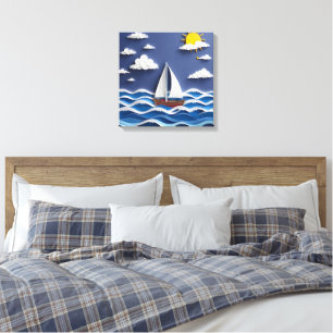 Sailboat and Sunshine Paper Quilling Canvas Print