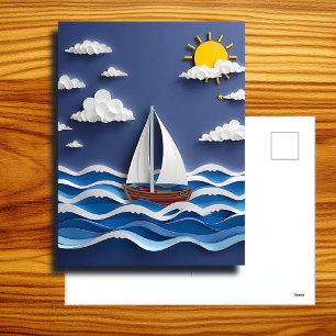 Sailboat and Sunshine   Paper Quilling  Postcard