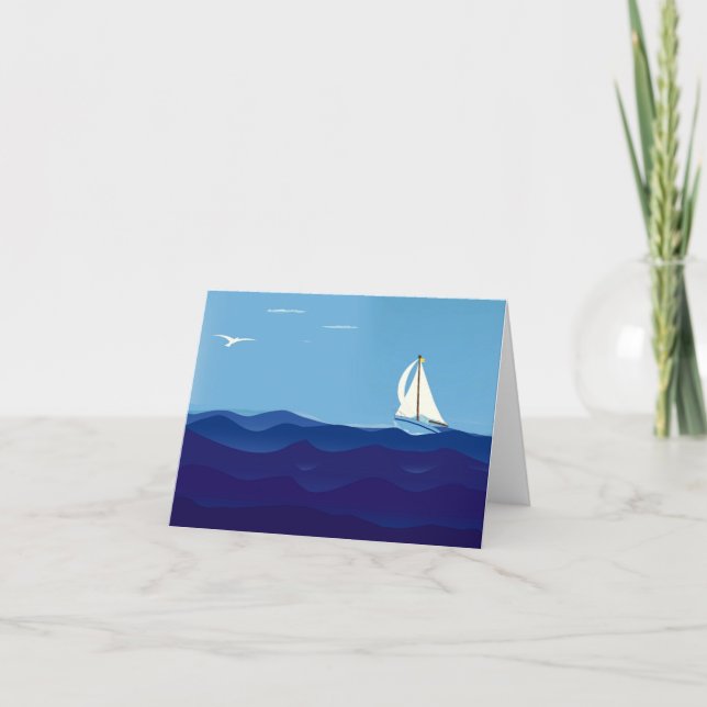 Sailboat and Waves Blank Note Card (Front)