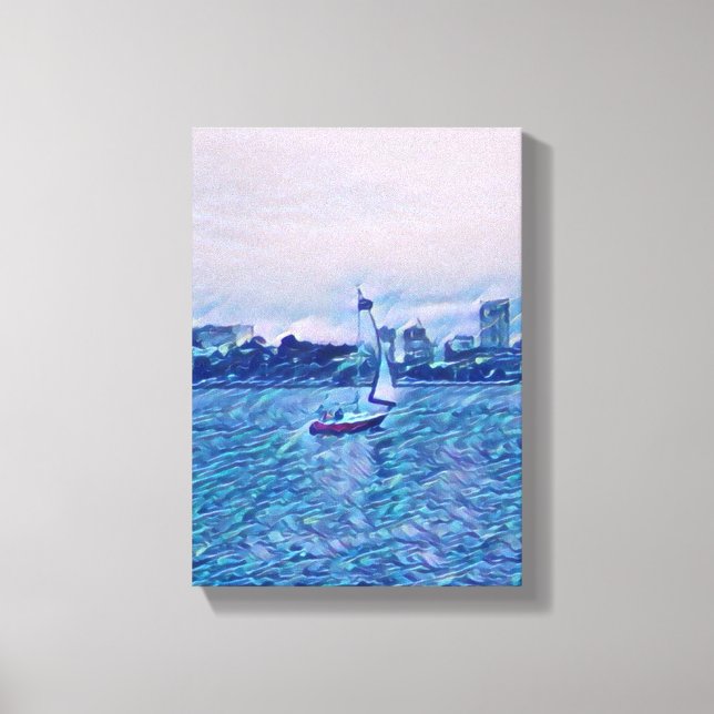 Sailboat Art, Canvas, Aqua, Turquoise, Wall Decor (Front)