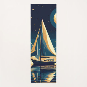 Sailboat at night yoga mat