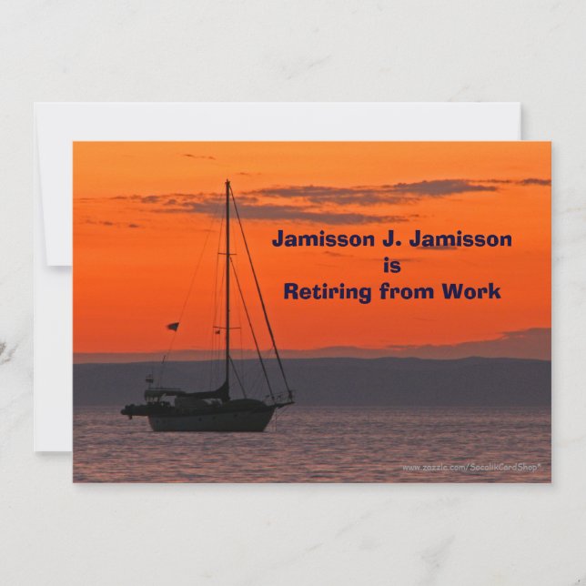 Sailboat at Orange Sunset Retirement Announcement (Front)