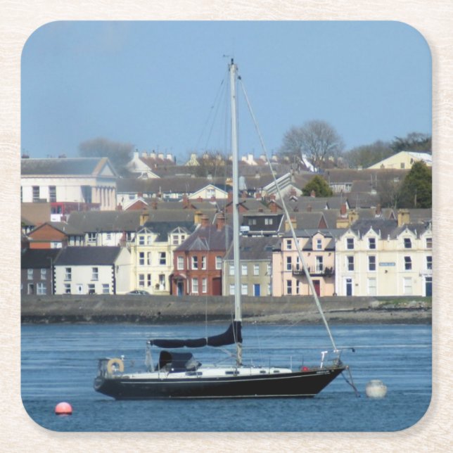 Sailboat at Rest in Irish Harbour - Coaster (Front)