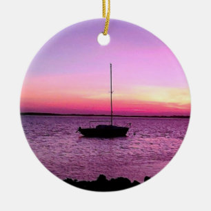 SAILBOAT AT SUNRISE CHRISTMAS/FUN ORNAMENT