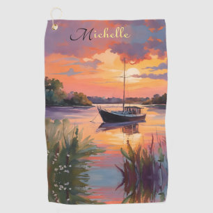 Sailboat at Sunrise *personalize* Golf Towel