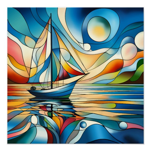 Sailboat at sunrise poster (Front)