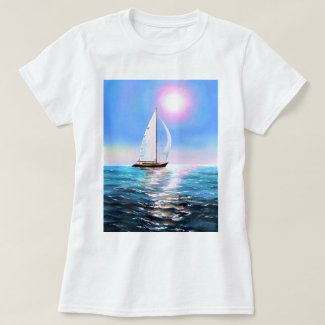 Sailboat at Sunrise T-Shirt - Painting (Design Front)