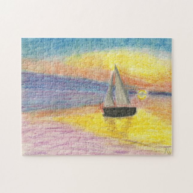 Sailboat at Sunset Jigsaw Puzzle (Horizontal)