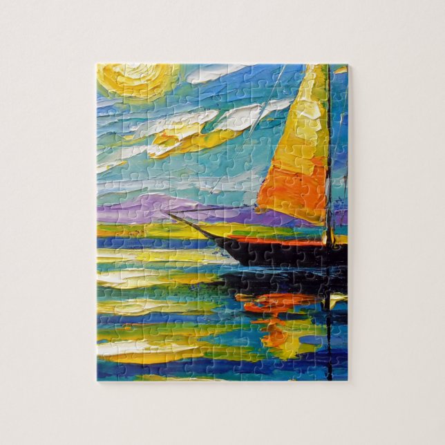 Sailboat at sunset jigsaw puzzle (Vertical)