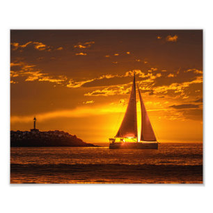 Sailboat at Sunset - Marina Del Rey, CA Photo Print
